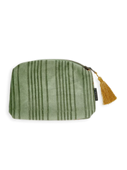 Vellore Small Cotton Velvet Pouch Sage Green