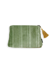 Vellore Medium Cotton Velvet Pouch Sage Green
