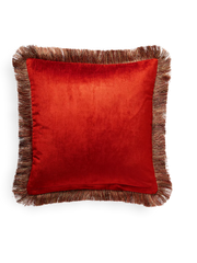 Vellore Cotton Velvet Fringe Cushion case 50x50cm Orange