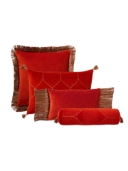 Vellore Cotton Velvet Bolster Cushion Warm Orange