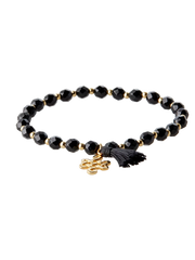 Black Onyx Infinity Bead Bracelet Gold Plated