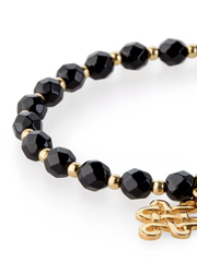 Black Onyx Infinity Bead Bracelet Gold Plated
