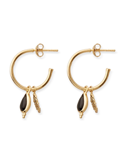Black Onyx Pendant Hoops Gold Plated