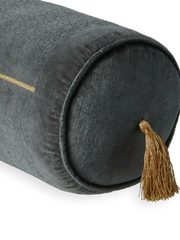 Vellore Cotton Velvet Bolster Cushion Grey Blue