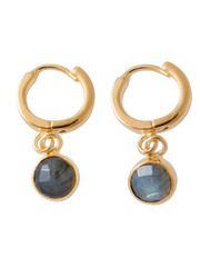 Labradorite Hoops Round Cut Gold Plated