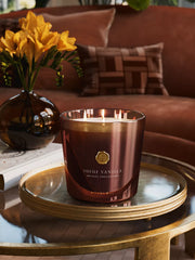 Suede Vanilla Scented Candle 1600g Lifestyle with Product