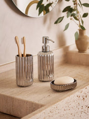 Verrez Soap Dispenser Silver Lifestyle with Product