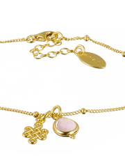 Rose Quartz Infinity Pendant Bracelet Gold Plated
