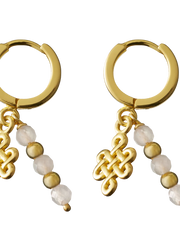 Rose Quartz Infinity Hoops Round Earrings Gold Plated
