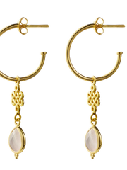 Rose Quartz Infinity Hoops Pendant Earrings Gold Plated