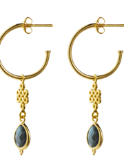 Labradorite Infinity Hoops Pendant Earrings Gold Plated