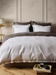 Singapore Satin Cotton Duvet Cover 240x220cm White Lifestyle with Product