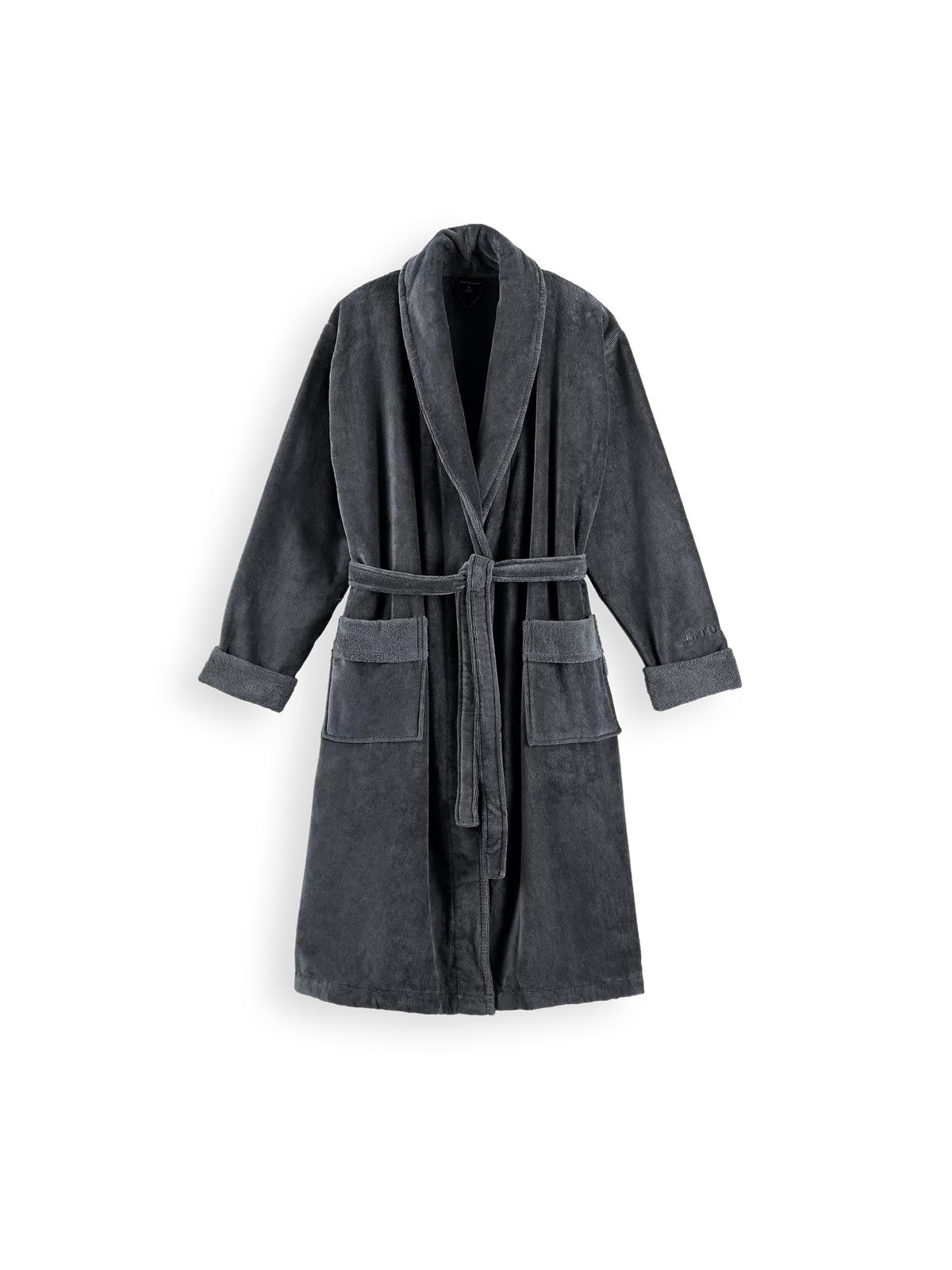 Super Smooth Cotton Bathrobe Men L Charcoal Grey