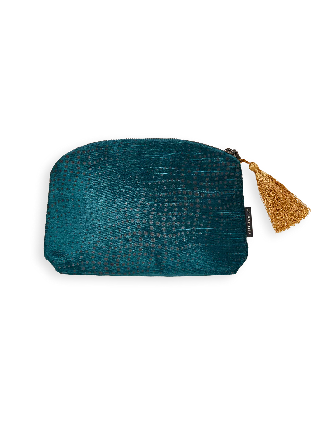 Vellore Small Cotton Velvet Pouch Petrol Blue