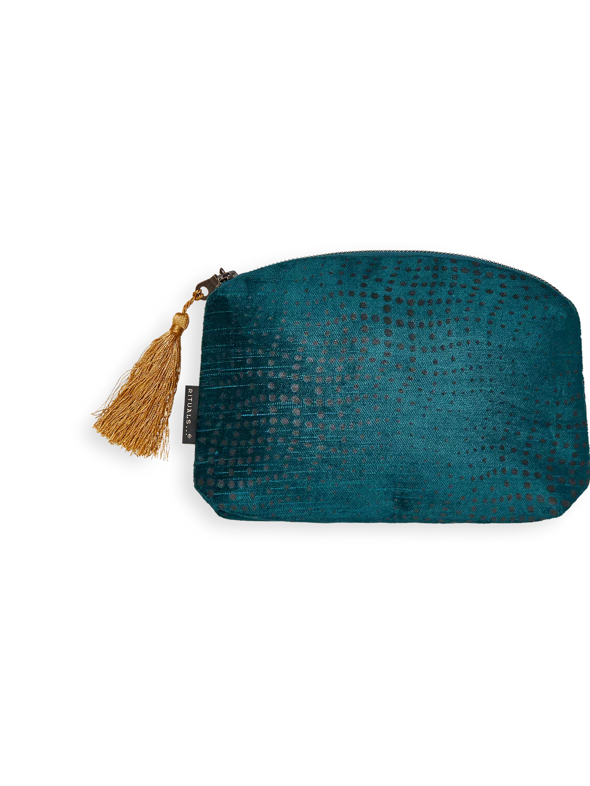 Vellore Small Cotton Velvet Pouch Petrol Blue