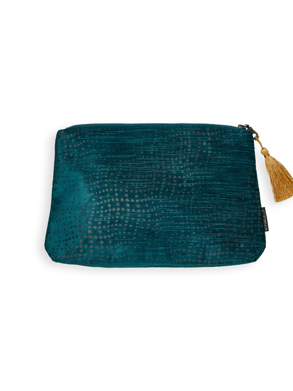 Vellore Medium Cotton Velvet Pouch Petrol Blue