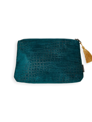 Vellore Medium Cotton Velvet Pouch Petrol Blue