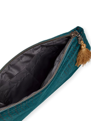Vellore Medium Cotton Velvet Pouch Petrol Blue