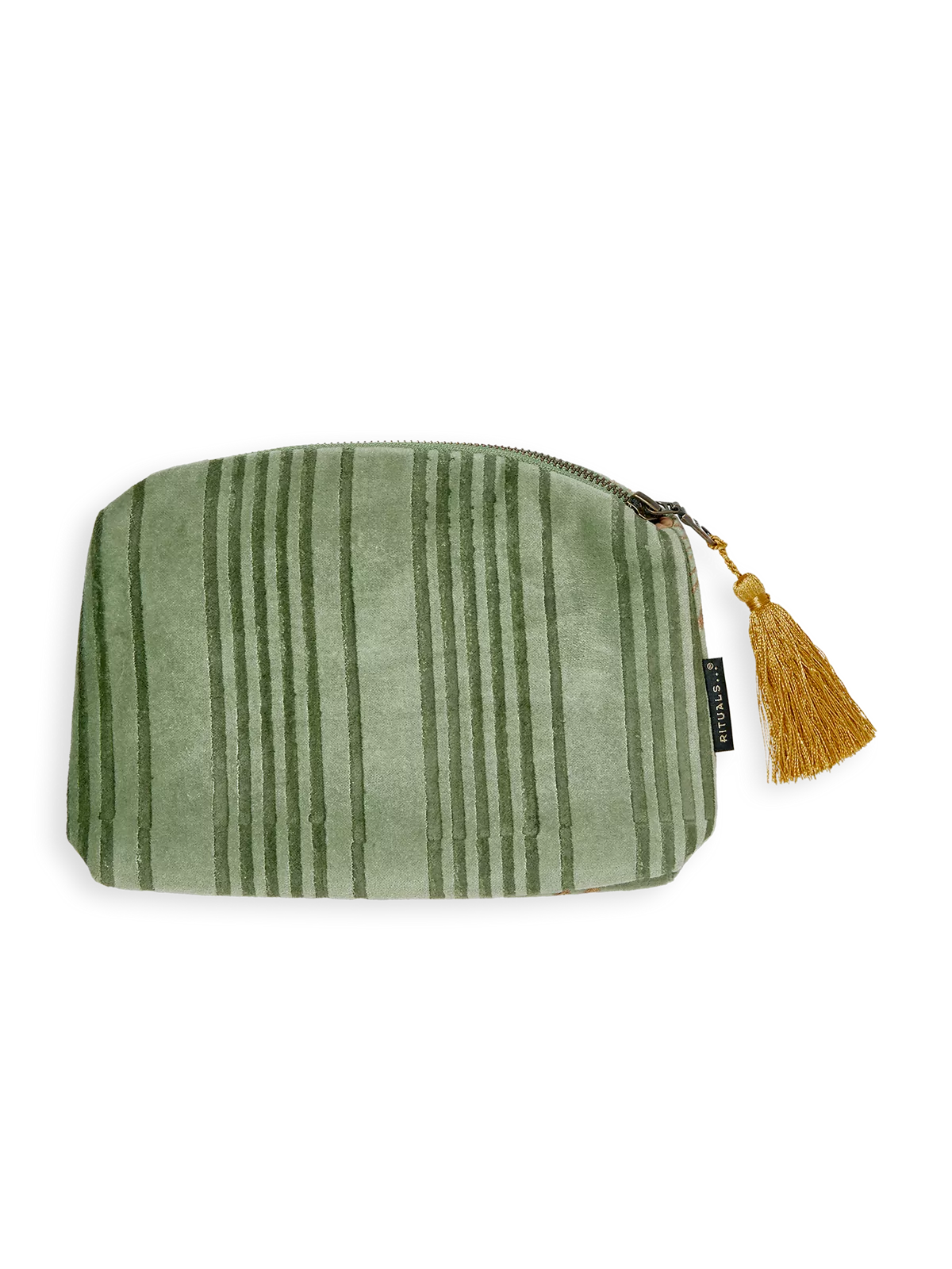 Vellore Small Cotton Velvet Pouch Sage Green
