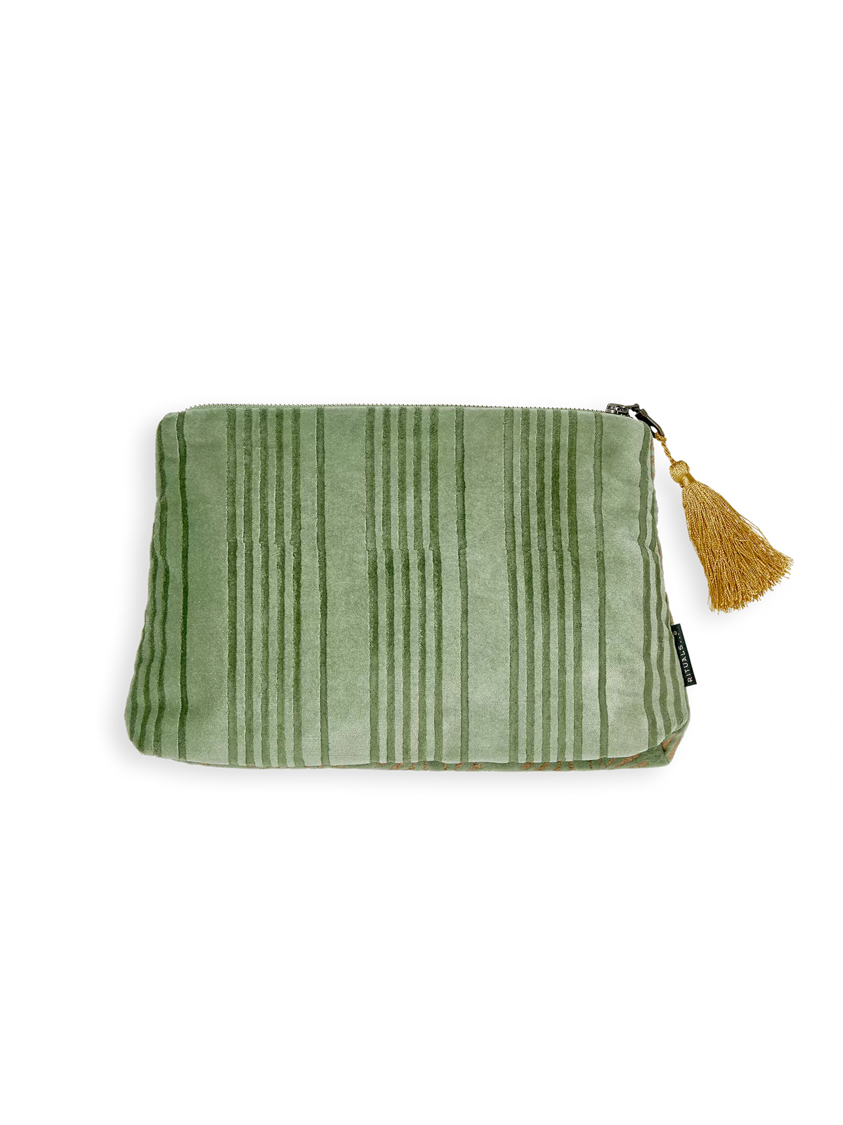 Vellore Medium Cotton Velvet Pouch Sage Green
