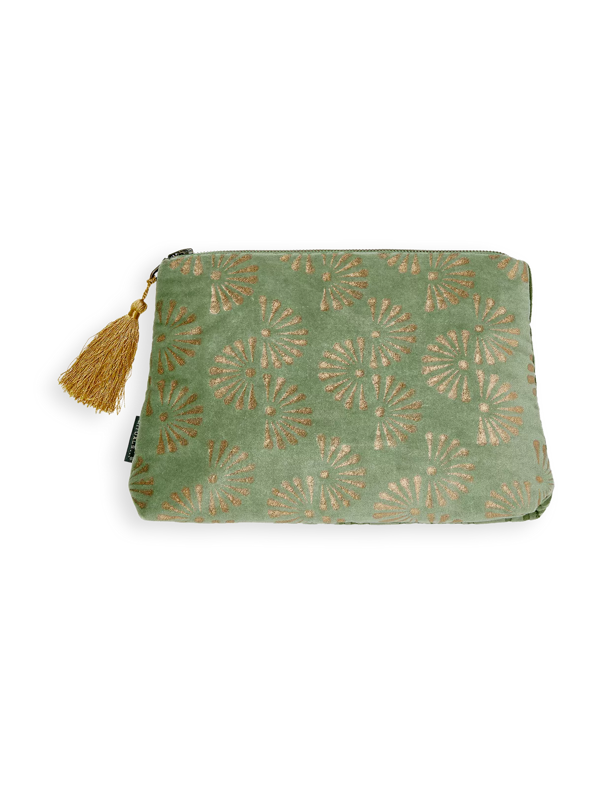 Vellore Medium Cotton Velvet Pouch Sage Green