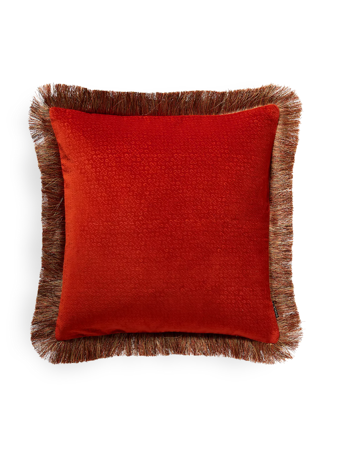 Vellore Cotton Velvet Fringe Cushion case 50x50cm Orange