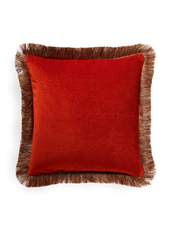 Vellore Cotton Velvet Fringe Cushion case 50x50cm Orange