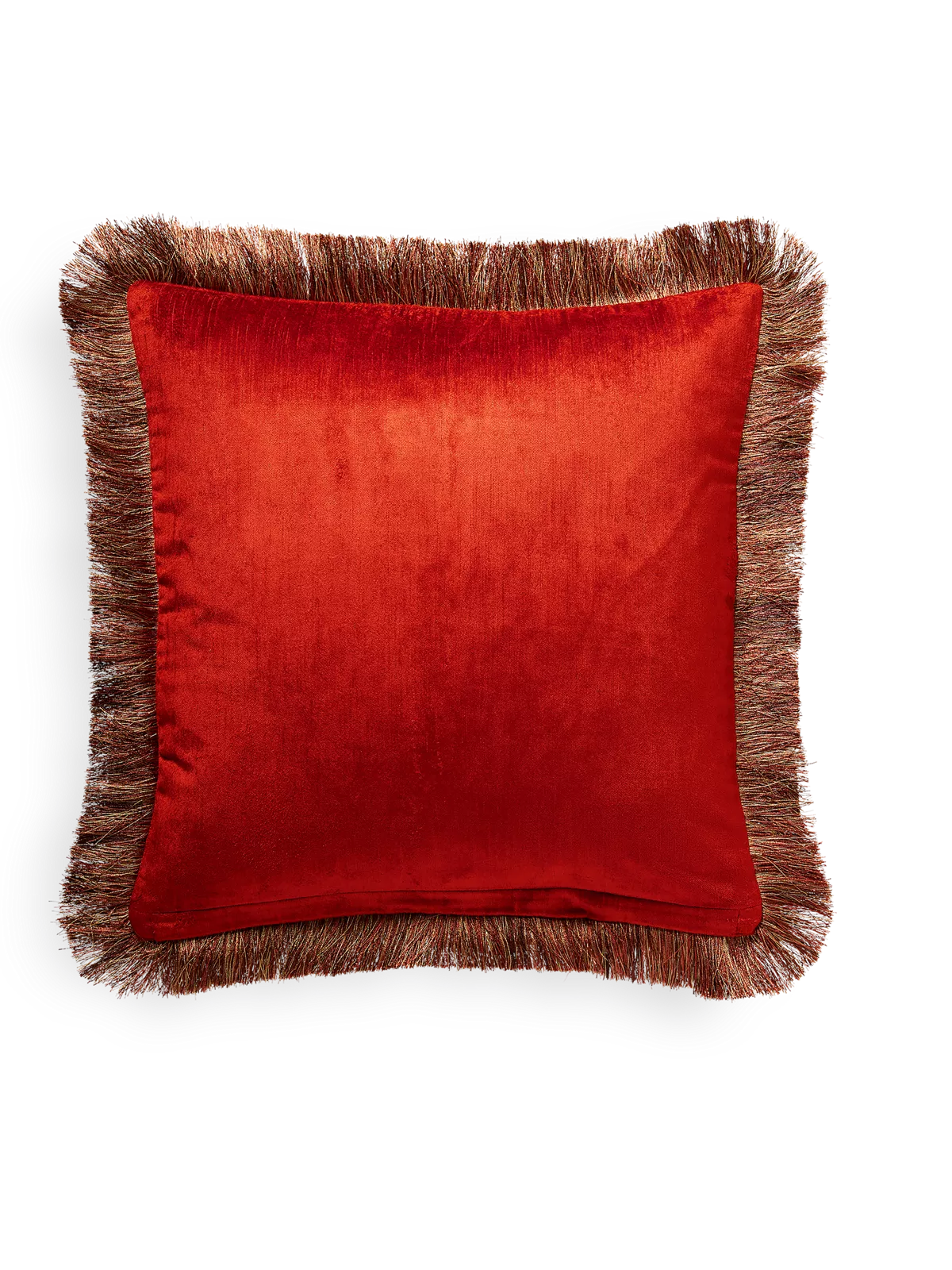 Vellore Cotton Velvet Fringe Cushion case 50x50cm Orange