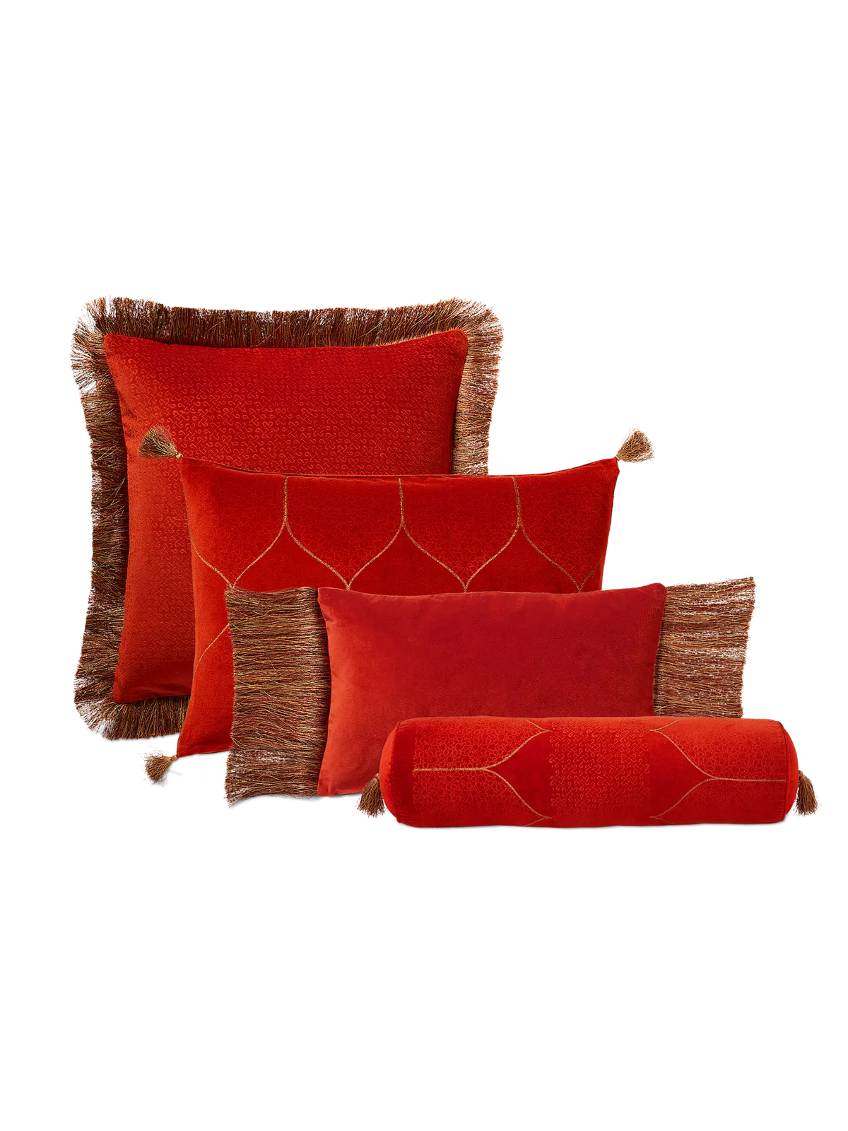 Vellore Cotton Velvet Bolster Cushion Warm Orange