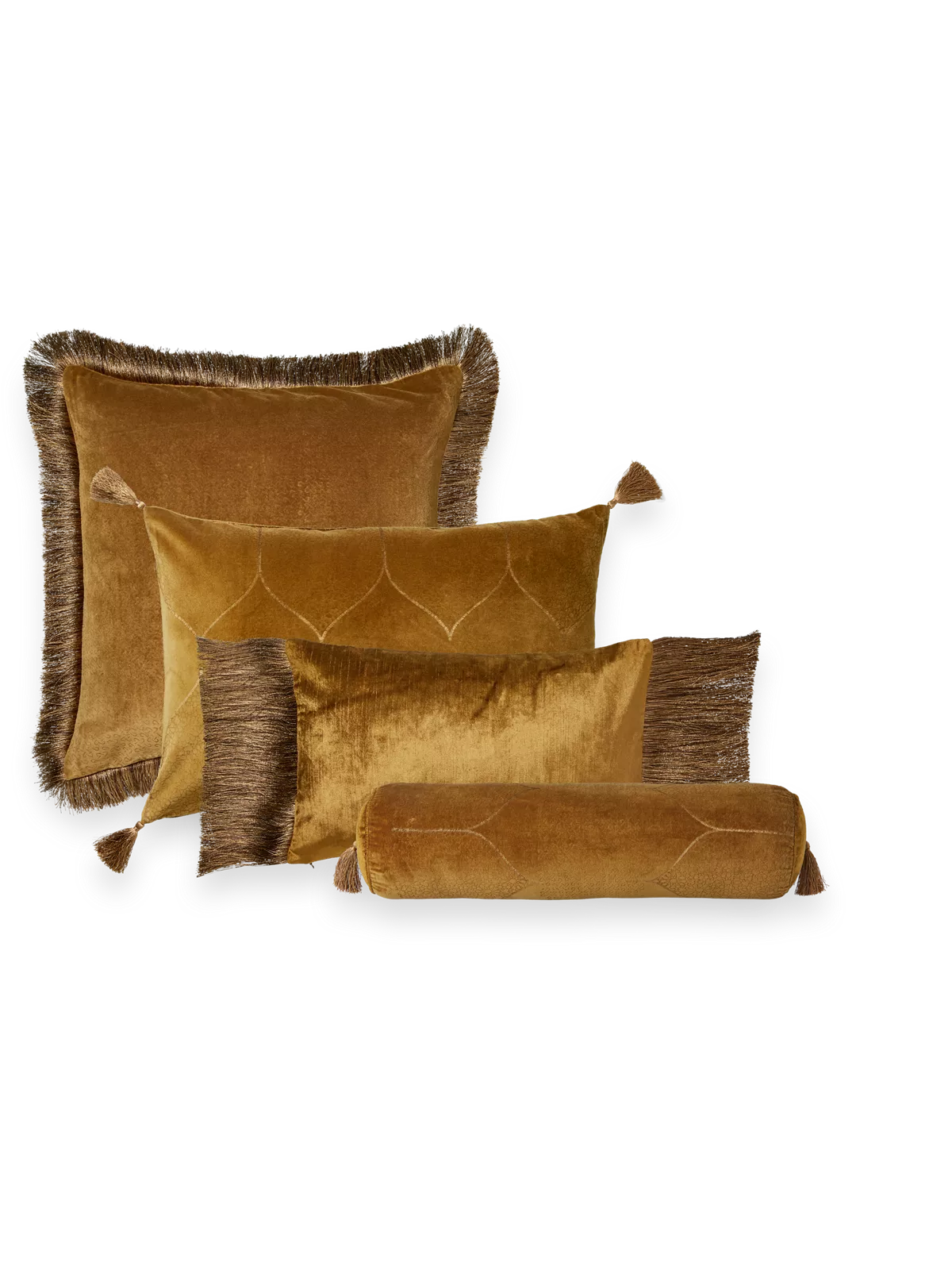 Vellore Cotton Velvet Bolster Cushion Golden Mocha