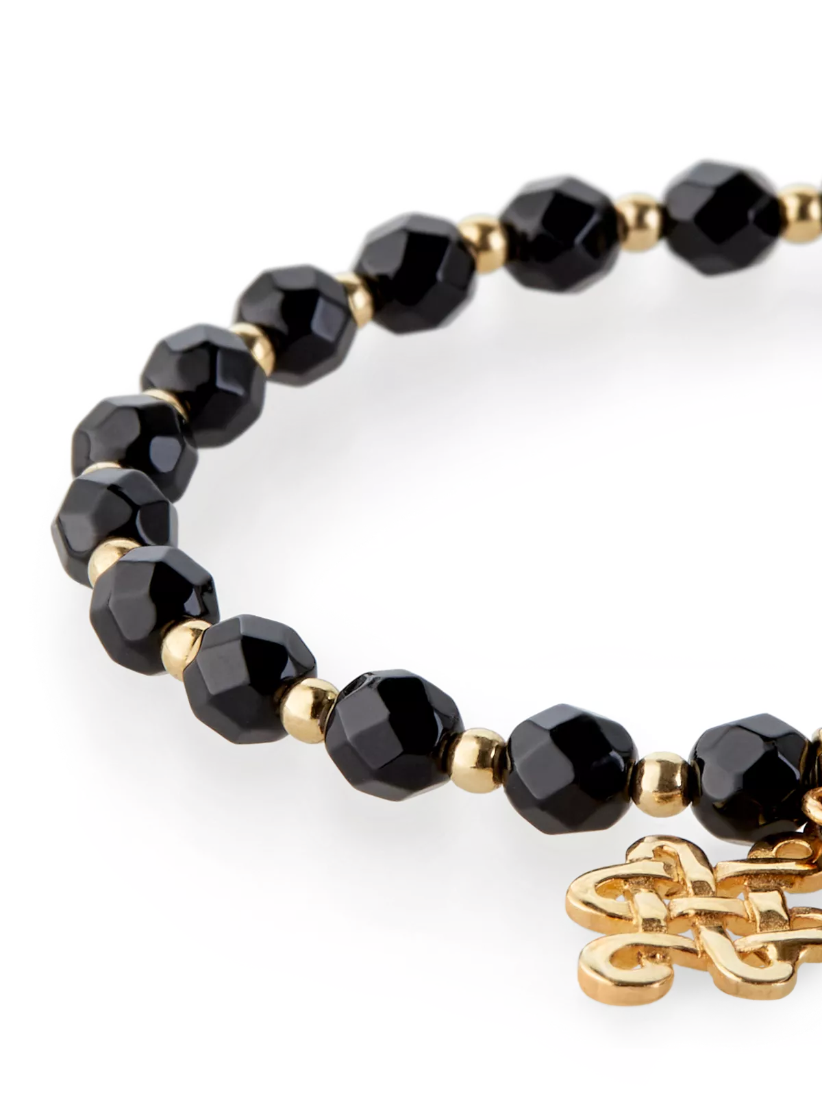 Black Onyx Infinity Bead Bracelet Gold Plated