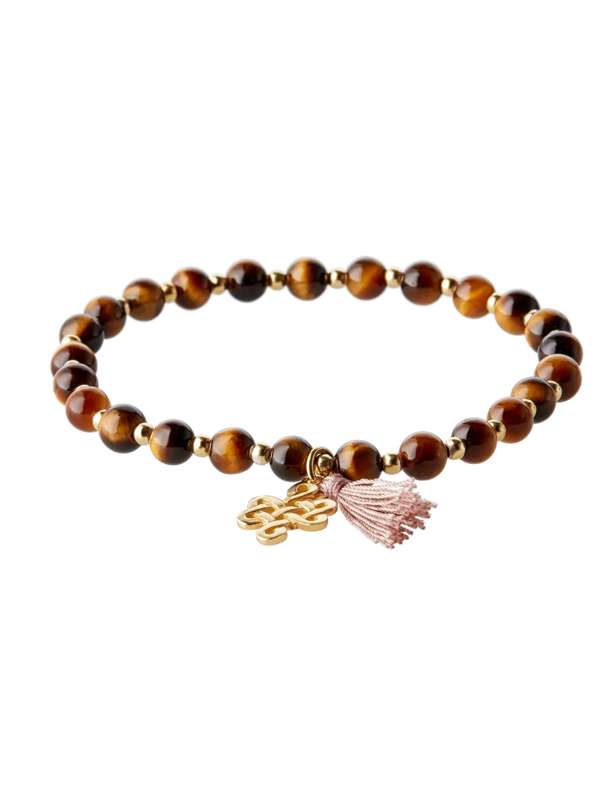 Tiger Eye Infinity Bead Bracelet Gold Plated