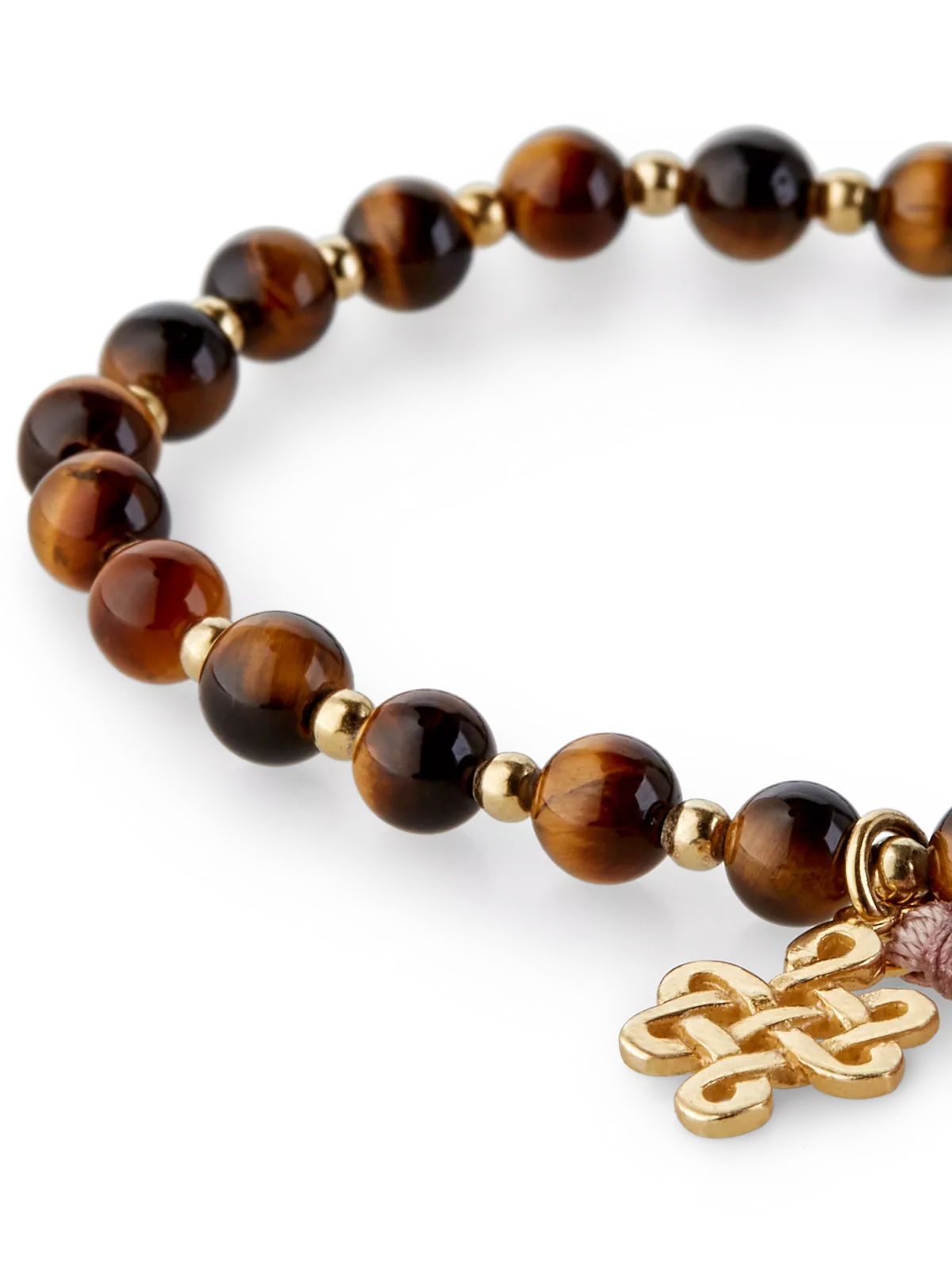 Tiger Eye Infinity Bead Bracelet Gold Plated