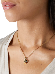 Black Onyx Pendant Necklace Studio with Model and Product