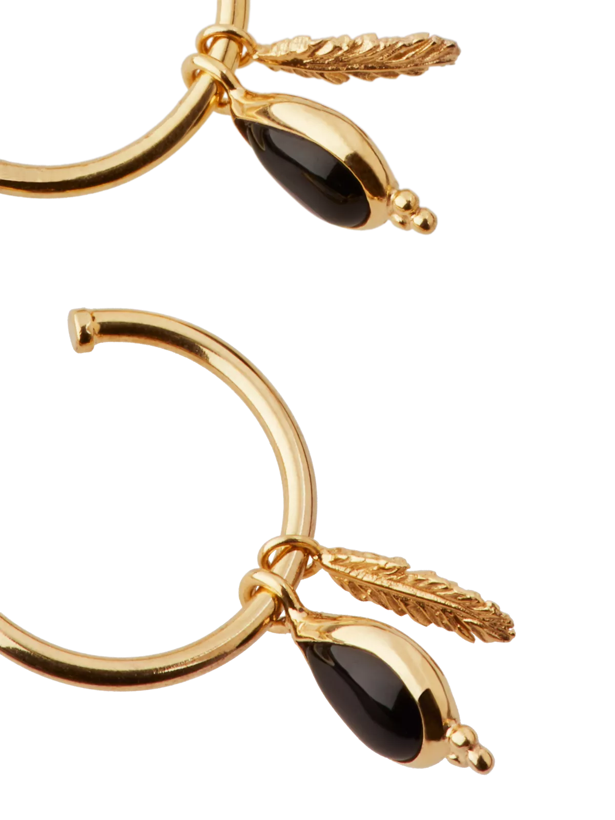 Black Onyx Pendant Hoops Gold Plated