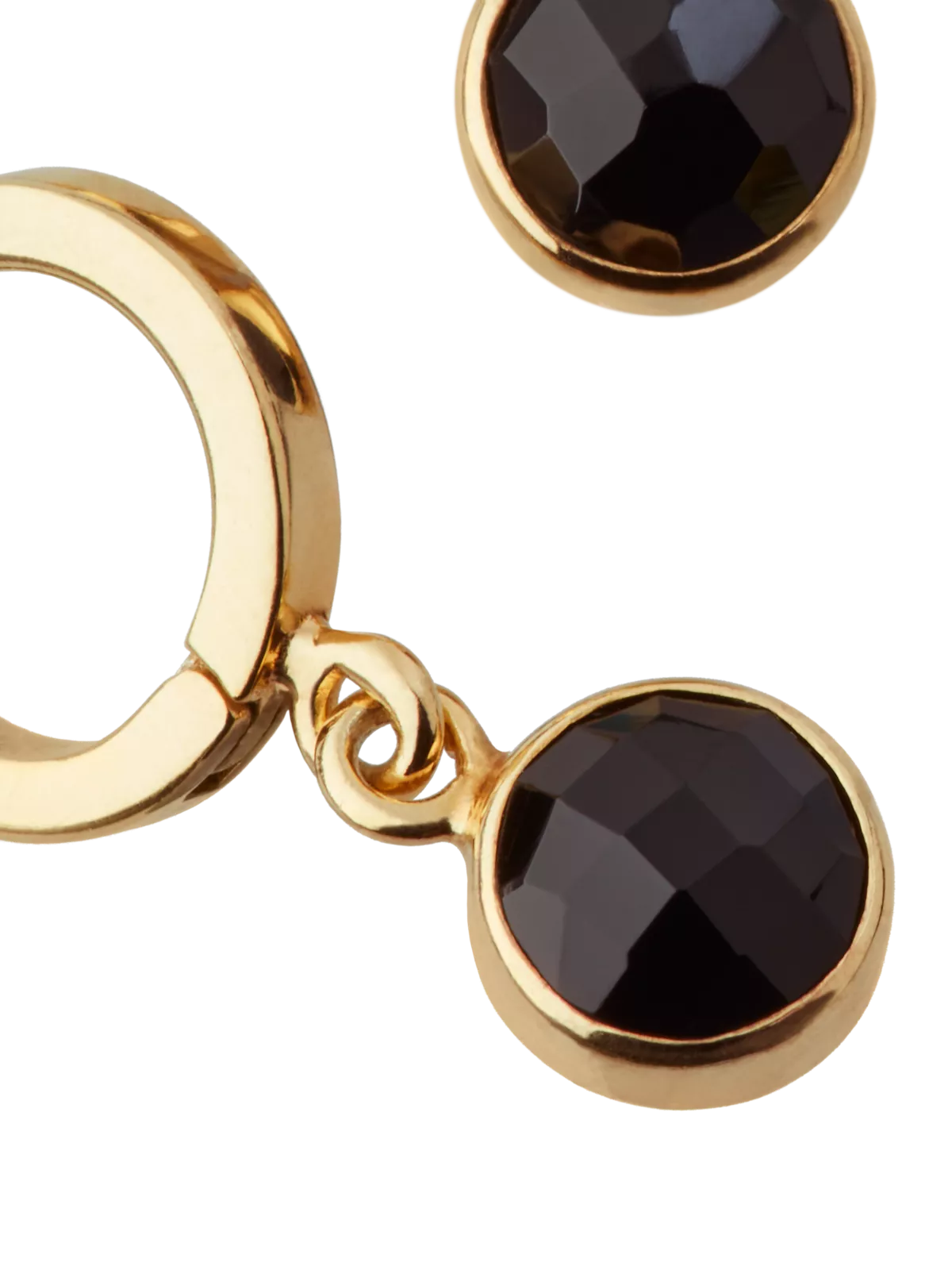 Black Onyx Hoops Round Cut Gold Plated