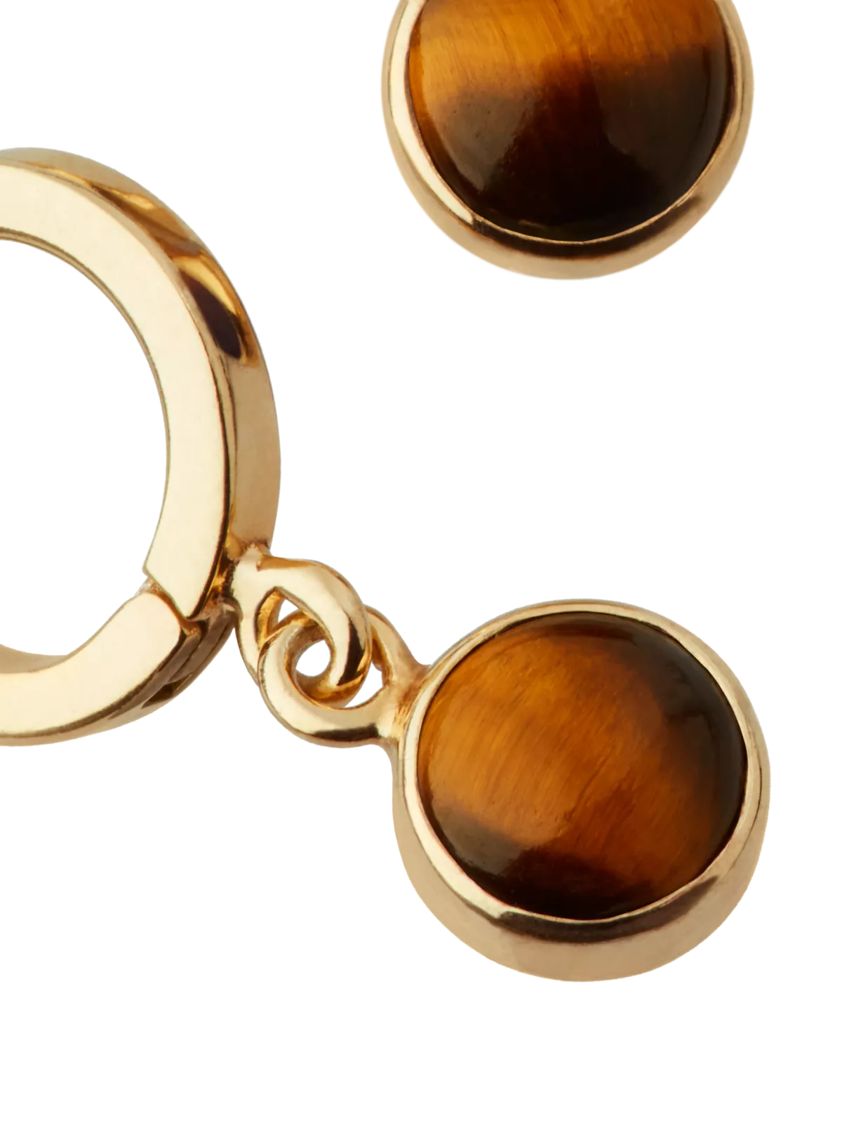 Tiger Eye Hoops Round Cut Gold Plated