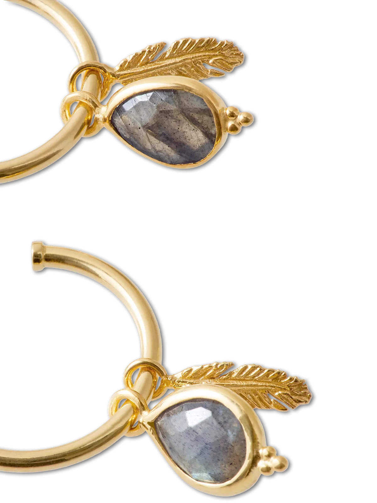 Labradorite Pendant Hoops Gold Plated