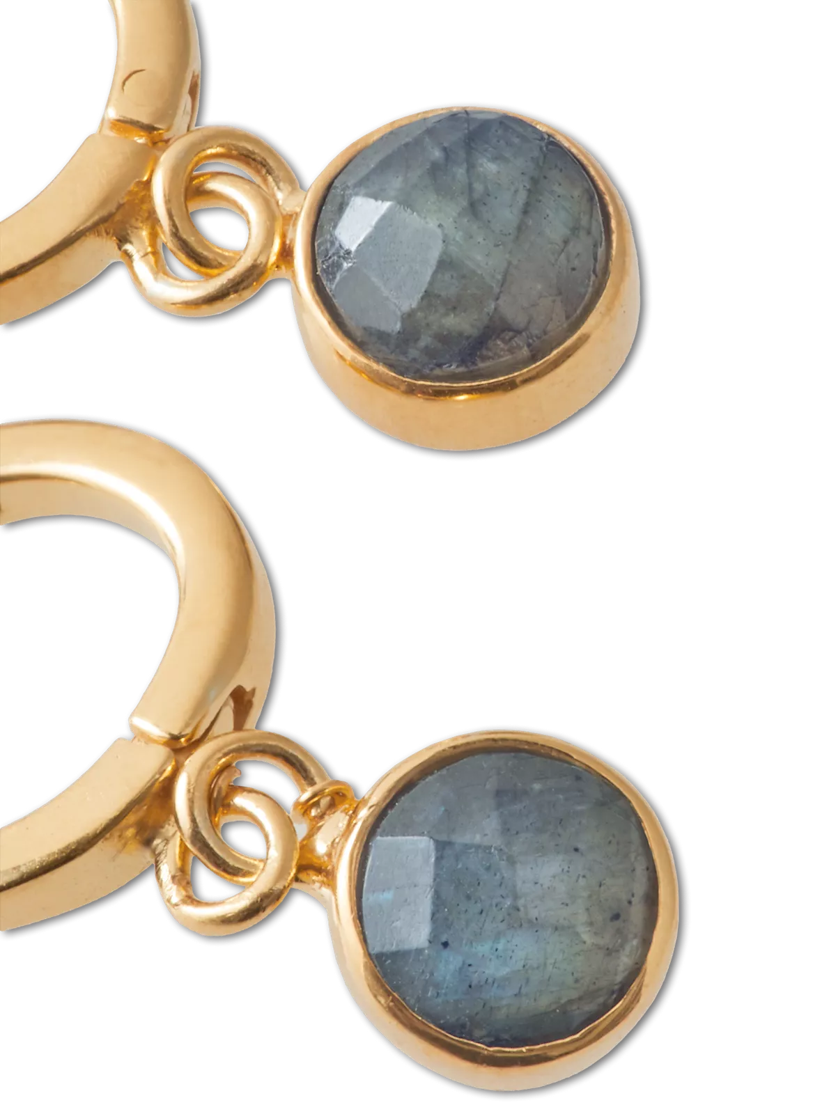 Labradorite Hoops Round Cut Gold Plated