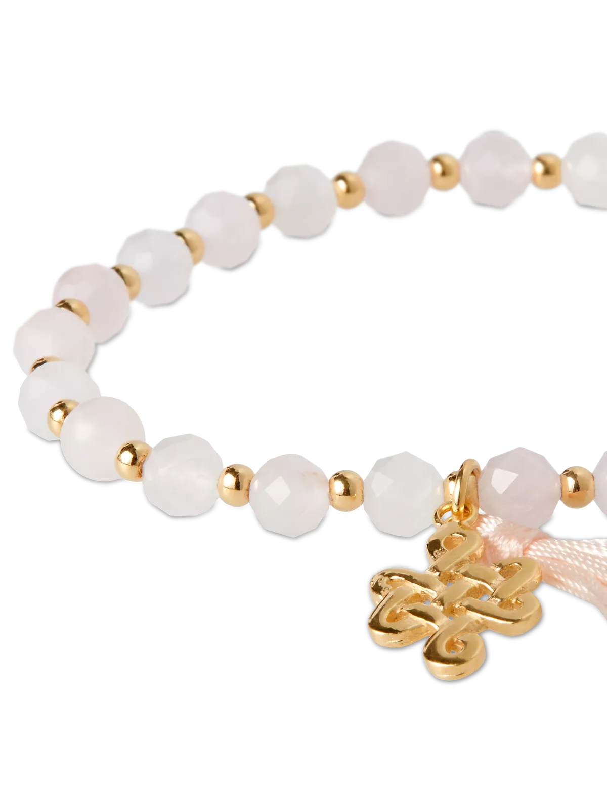 Rose Quartz Infinity Bead Bracelet Gold Plated