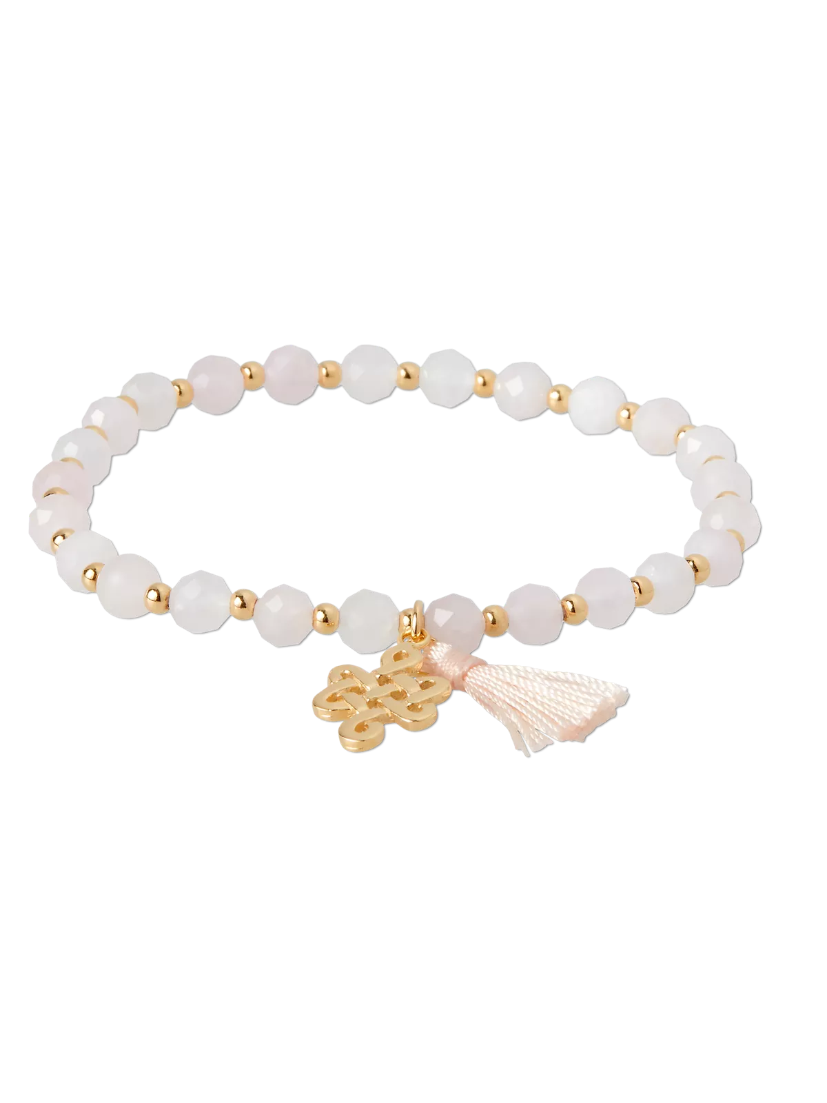 Rose Quartz Infinity Bead Bracelet Gold Plated
