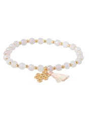 Rose Quartz Infinity Bead Bracelet Gold Plated