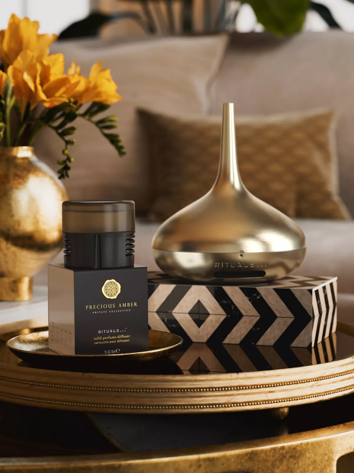 Precious Amber Refill Perfume Diffuser 30ml Lifestyle with Product