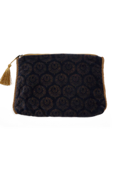 Vellore Medium Cotton Velvet Pouch Peacock