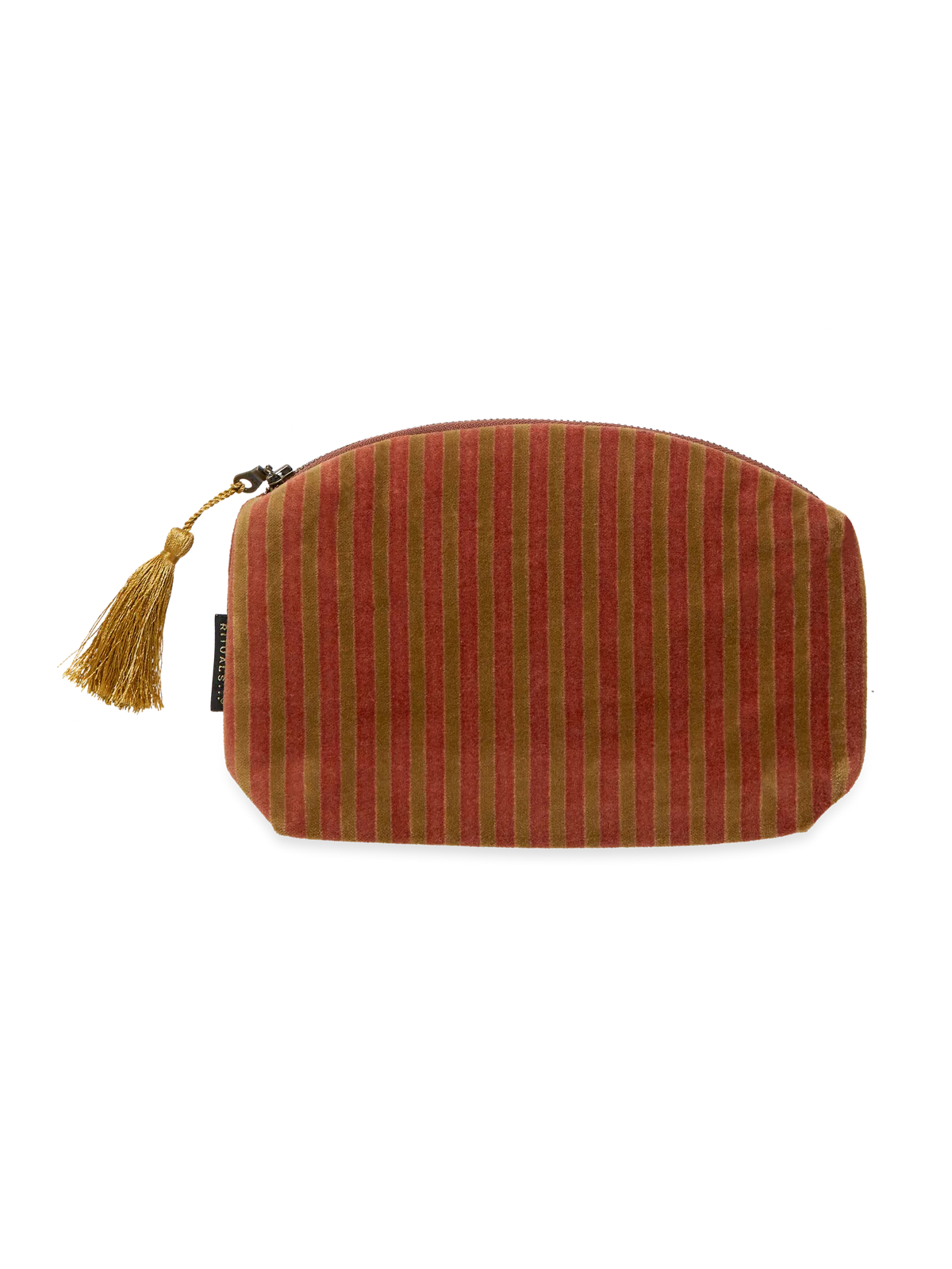 Vellore Small Cotton Velvet Pouch Sand Stripe
