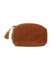 Vellore Small Cotton Velvet Pouch Sand Stripe