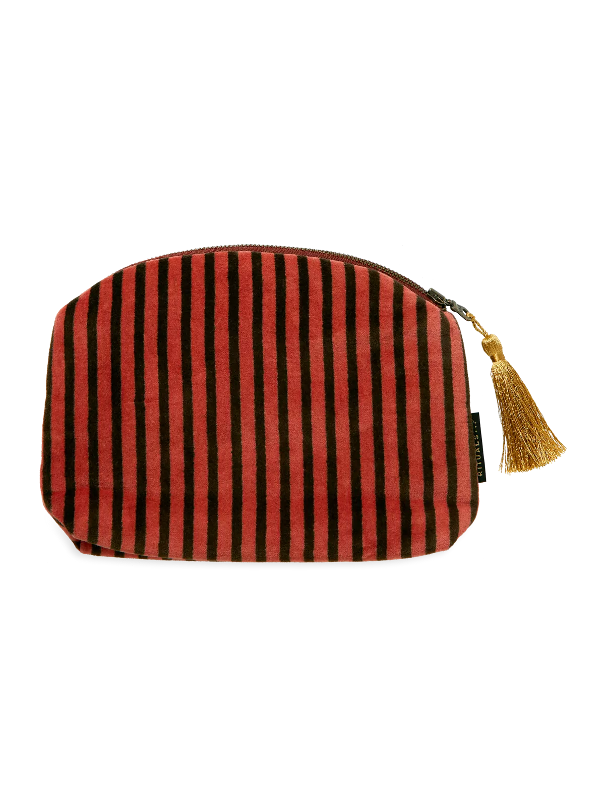 Vellore Small Cotton Velvet Pouch Vintage Pink Stripe