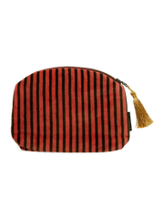 Vellore Small Cotton Velvet Pouch Vintage Pink Stripe