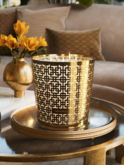 Black Oudh Scented Candle & Metal Window Gold sleeve 2500g Lifestyle with Product
