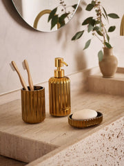 Verrez Soap Dispenser Gold Lifestyle with Product